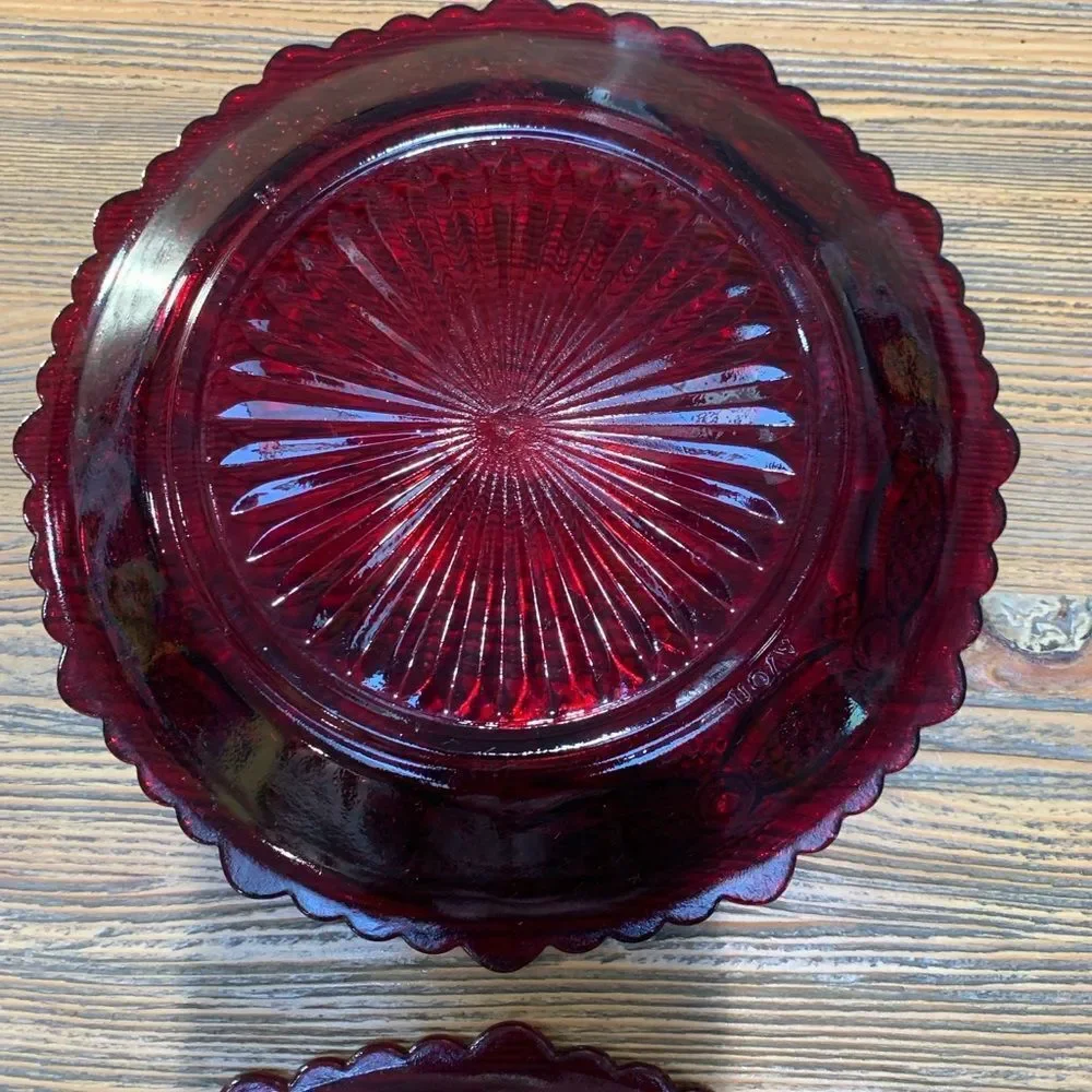 Avon Vintage Cape Cod Ruby Red Decorative Plate with Intricate Patterns